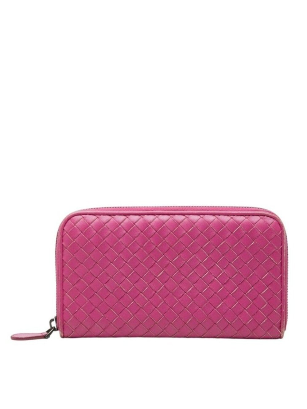 Bottega Veneta Intrecciato Zip Around Wallet Purple Leather